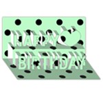 Polka Dots - Black on Mint Green Happy Birthday 3D Greeting Card (8x4)