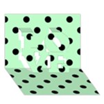 Polka Dots - Black on Mint Green LOVE 3D Greeting Card (7x5)