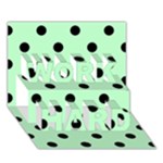 Polka Dots - Black on Mint Green WORK HARD 3D Greeting Card (7x5)