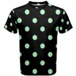 Polka Dots - Mint Green on Black Men s Cotton Tee