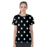 Polka Dots - Mint Green on Black Women s Cotton Tee