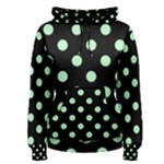 Polka Dots - Mint Green on Black Women s Pullover Hoodie