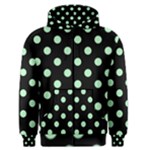 Polka Dots - Mint Green on Black Men s Zipper Hoodie