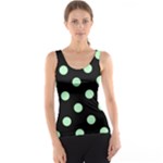 Polka Dots - Mint Green on Black Tank Top