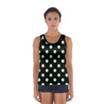 Polka Dots - Mint Green on Black Women s Sport Tank Top