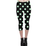 Polka Dots - Mint Green on Black Capri Leggings