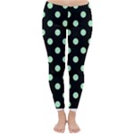 Polka Dots - Mint Green on Black Winter Leggings