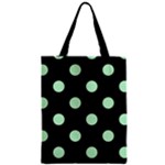 Polka Dots - Mint Green on Black Zipper Classic Tote Bag