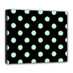 Polka Dots - Mint Green on Black Deluxe Canvas 24  x 20  (Stretched)