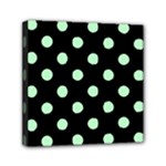 Polka Dots - Mint Green on Black Mini Canvas 6  x 6  (Stretched)