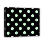Polka Dots - Mint Green on Black Canvas 10  x 8  (Stretched)