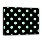 Polka Dots - Mint Green on Black Canvas 16  x 12  (Stretched)