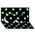 Polka Dots - Mint Green on Black Twin Hearts 3D Greeting Card (8x4)