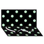 Polka Dots - Mint Green on Black Twin Heart Bottom 3D Greeting Card (8x4)