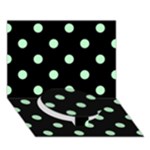 Polka Dots - Mint Green on Black Circle Bottom 3D Greeting Card (7x5)