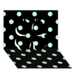 Polka Dots - Mint Green on Black Clover 3D Greeting Card (7x5)