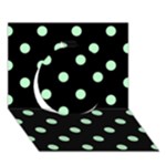 Polka Dots - Mint Green on Black Circle 3D Greeting Card (7x5)