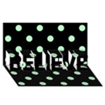 Polka Dots - Mint Green on Black BELIEVE 3D Greeting Card (8x4)