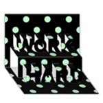 Polka Dots - Mint Green on Black WORK HARD 3D Greeting Card (7x5)