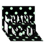 Polka Dots - Mint Green on Black THANK YOU 3D Greeting Card (7x5)
