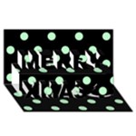 Polka Dots - Mint Green on Black Merry Xmas 3D Greeting Card (8x4)