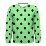 Polka Dots - Black on Light Green Men s Long Sleeve T-shirt