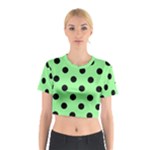 Polka Dots - Black on Light Green Cotton Crop Top