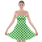 Polka Dots - Black on Light Green Strapless Bra Top Dress