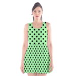 Polka Dots - Black on Light Green Scoop Neck Skater Dress