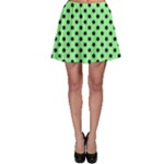 Polka Dots - Black on Light Green Skater Skirt