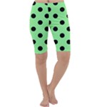 Polka Dots - Black on Light Green Cropped Leggings