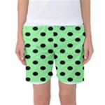 Polka Dots - Black on Light Green Women s Basketball Shorts