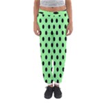 Polka Dots - Black on Light Green Women s Jogger Sweatpants