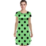Polka Dots - Black on Light Green Cap Sleeve Nightdress