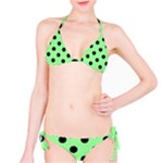 Polka Dots - Black on Light Green Bikini Set