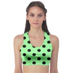 Polka Dots - Black on Light Green Women s Sports Bra