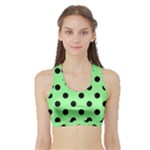 Polka Dots - Black on Light Green Women s Sports Bra with Border