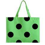 Polka Dots - Black on Light Green Zipper Mini Tote Bag