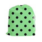 Polka Dots - Black on Light Green Drawstring Pouch (XXl)