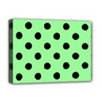 Polka Dots - Black on Light Green Deluxe Canvas 16  x 12  (Stretched)