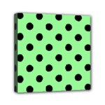 Polka Dots - Black on Light Green Mini Canvas 6  x 6  (Stretched)