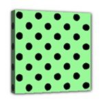 Polka Dots - Black on Light Green Mini Canvas 8  x 8  (Stretched)