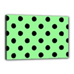Polka Dots - Black on Light Green Canvas 18  x 12  (Stretched)