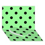 Polka Dots - Black on Light Green Heart Bottom 3D Greeting Card (7x5)