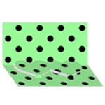 Polka Dots - Black on Light Green Twin Heart Bottom 3D Greeting Card (8x4)