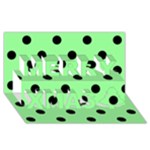 Polka Dots - Black on Light Green Merry Xmas 3D Greeting Card (8x4)