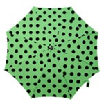 Polka Dots - Black on Light Green Hook Handle Umbrella (Large)