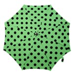 Polka Dots - Black on Light Green Hook Handle Umbrella (Small)