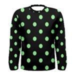 Polka Dots - Light Green on Black Men s Long Sleeve T-shirt