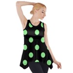 Polka Dots - Light Green on Black Side Drop Tank Tunic